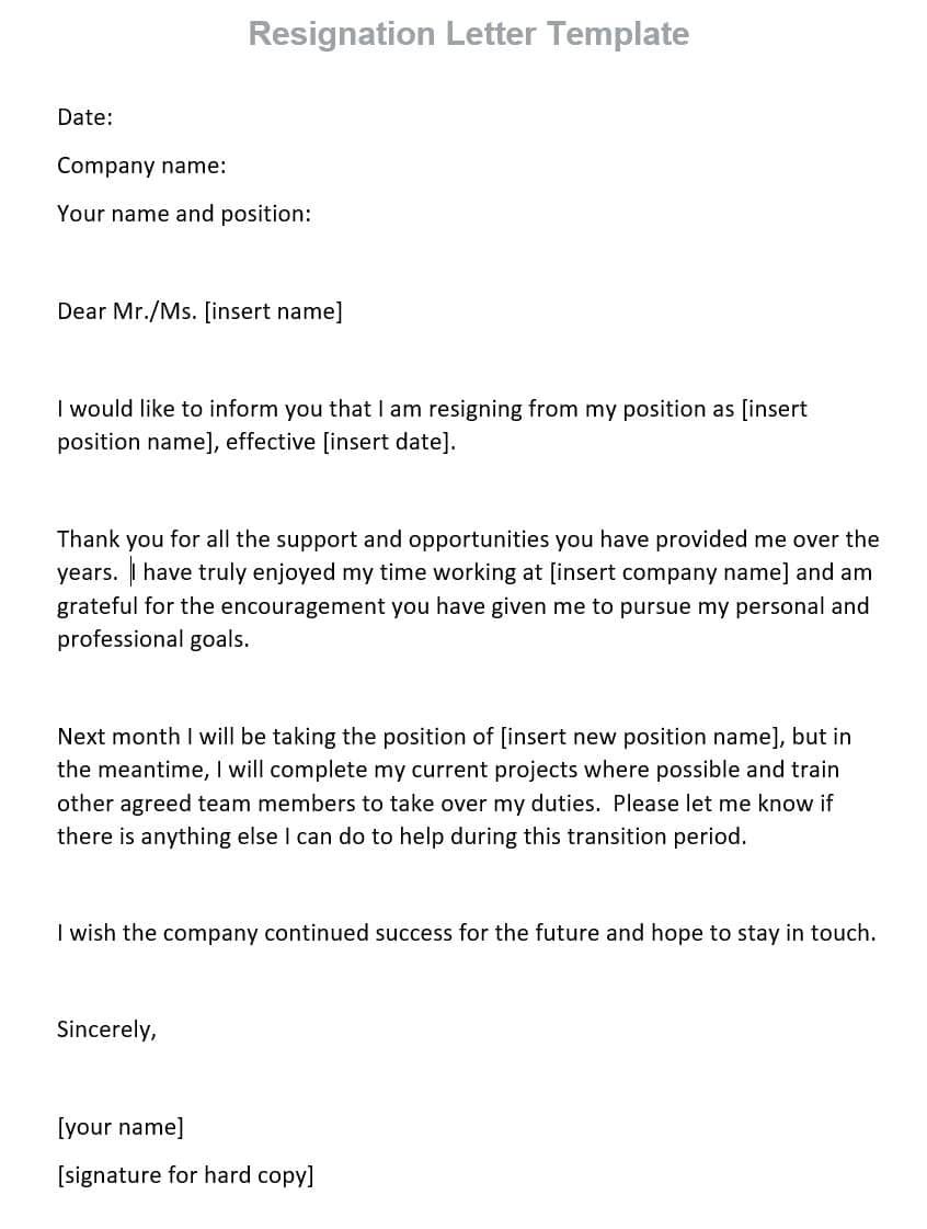Resignation Letter